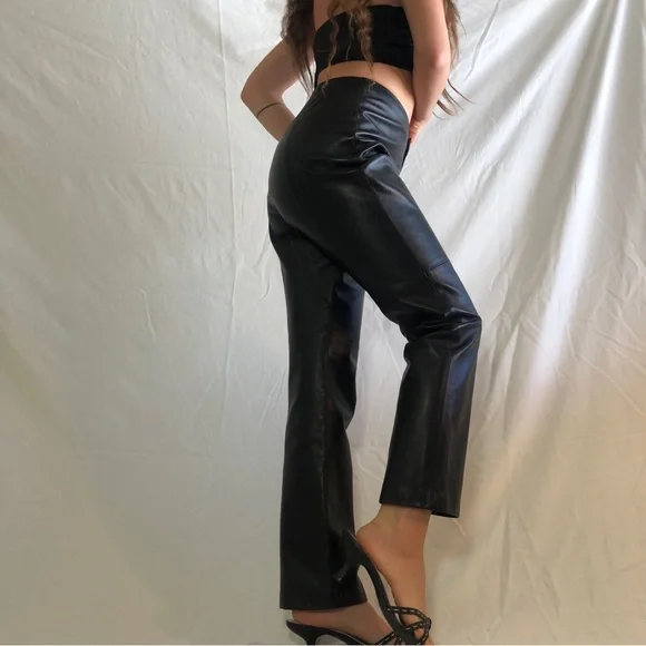 Vintage 90s - y2k 100% leather pants - Picture 4 of 8